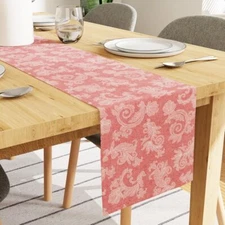 Encasa Dining Table Runner for 4 to 6 Seater I Size 13"x72" | - Floral Red Ja...