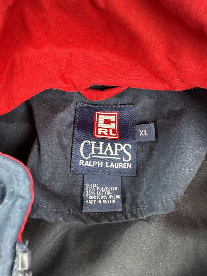 Chaps Ralph Lauren Jacket Men Extra Large Blue Hooded Windbreaker Anorak  y2k - Image 4 of 4