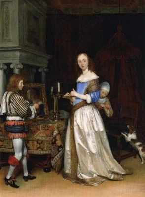 Blechschild Borch A Lady At Her Toilet Ca1660 Oilon Canvas 30X23The Detroi A4 12x8