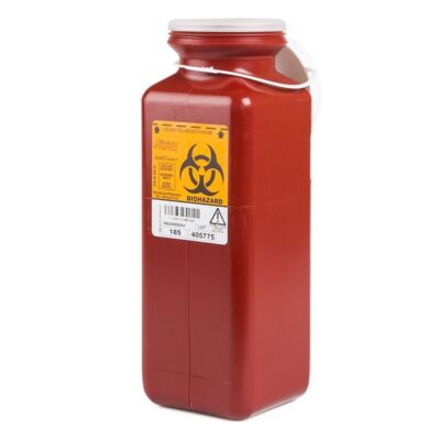 Medegen Medical 1.7 Quart Sharps Container with Locking Lid, Red, 3.5''D x 3.5''