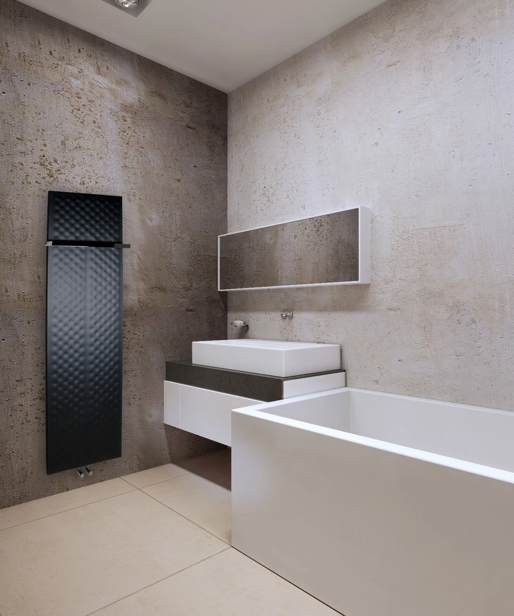 450mm Wide 1600mm High Black Designer Heated Towel Rail Radiator Slim Bathroom