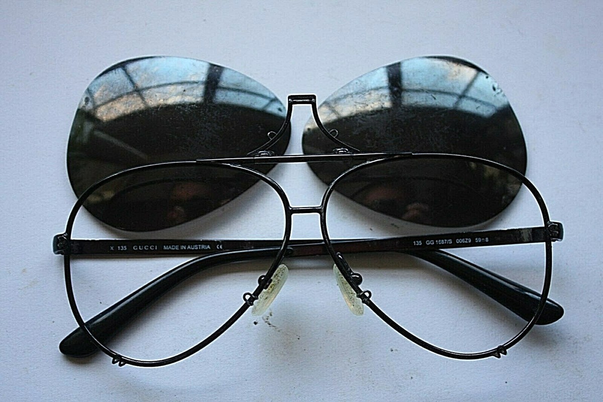 GENUINE GUCCI 1687/S BLACK AVIATOR FRAMES WITH REMOVABLE