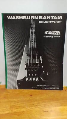 WASHBURN BANTAM BASS GUITAR ORIGINAL -  1984 - PRINT AD -  11 X 8.5  .h2
