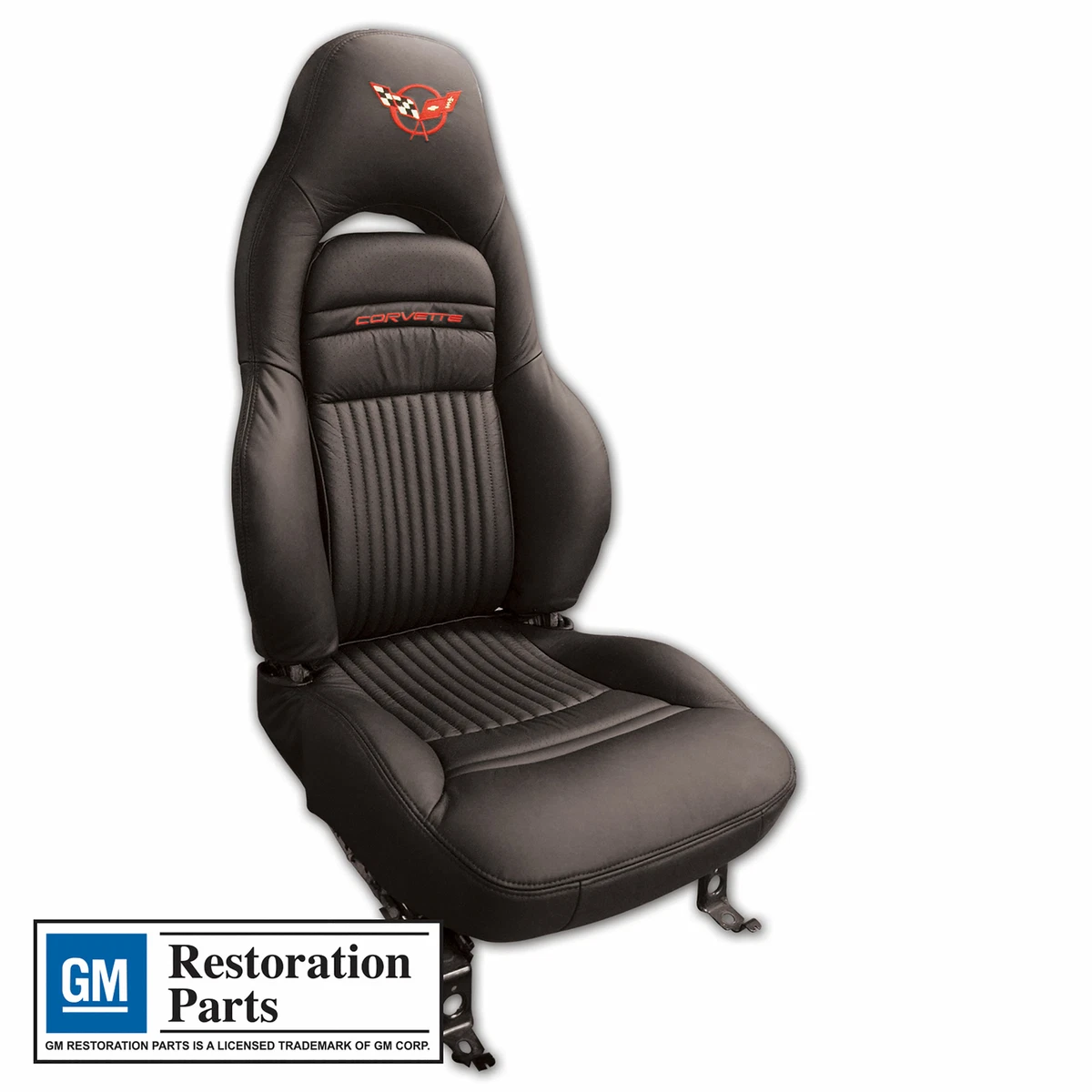 Corvette C5 Leather Seat Covers Embroidered Headrest Black 100