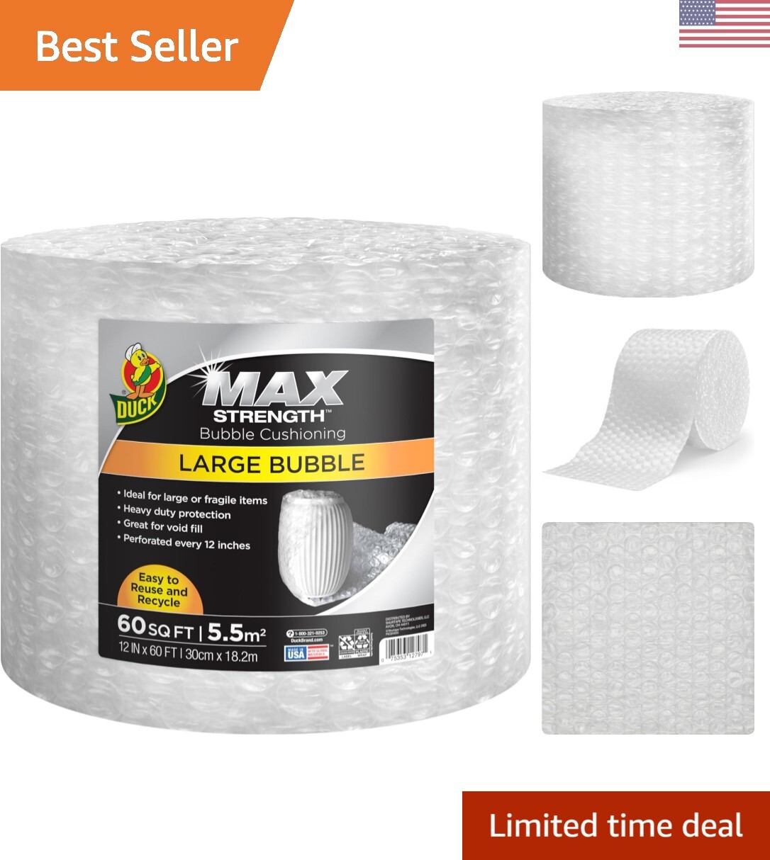HeavyDuty Max Strength Bubble Wrap Large Bubbles Moving & Shipping