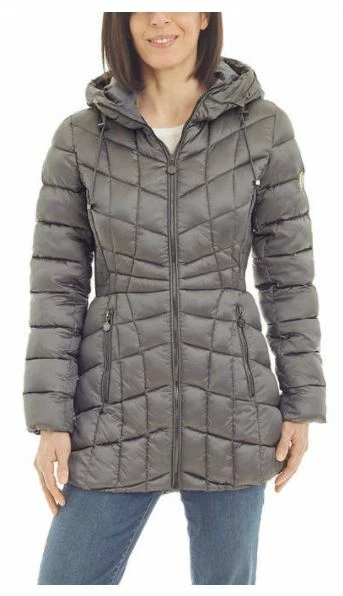Ladies grey quilted clearance coat