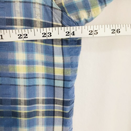 Camicia Uomo Patagonia Taglia XL Blu Giallo Plaid Seersucker Sfogliata Bottoni - Foto 14 di 19
