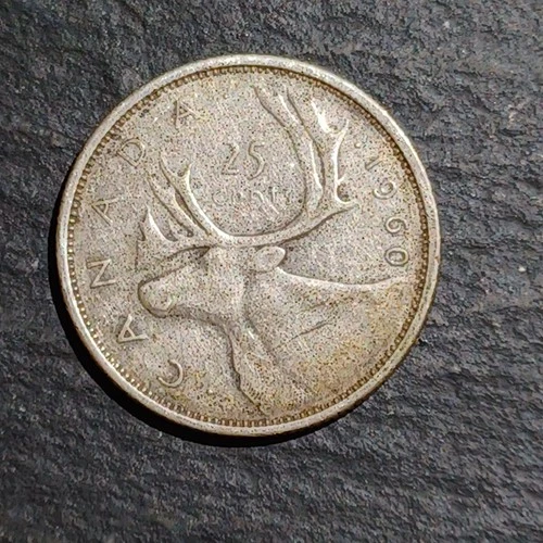 1960 - Canada 25 Cents/Quarter - 0.800 Silver Coin - VERY GOOD -   EV-C2