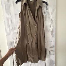 MANGO Khaki Green 90s Collard Trench Style Shirt Dress Size M