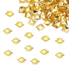10mm Metal Studs Spots 400Pcs Square Claw Beads Nailhead Rivets, Gold