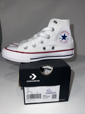 CONVERSE All Star Chucks Little Kids Boys Girls White Shoes/Sneakers, Sz 11