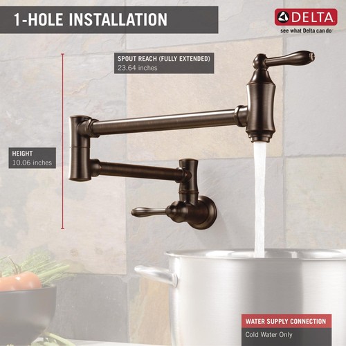 Delta 1177LF Traditional Wall Mounted Pot Filler - Arctic Stainless - Picture 5 of 10