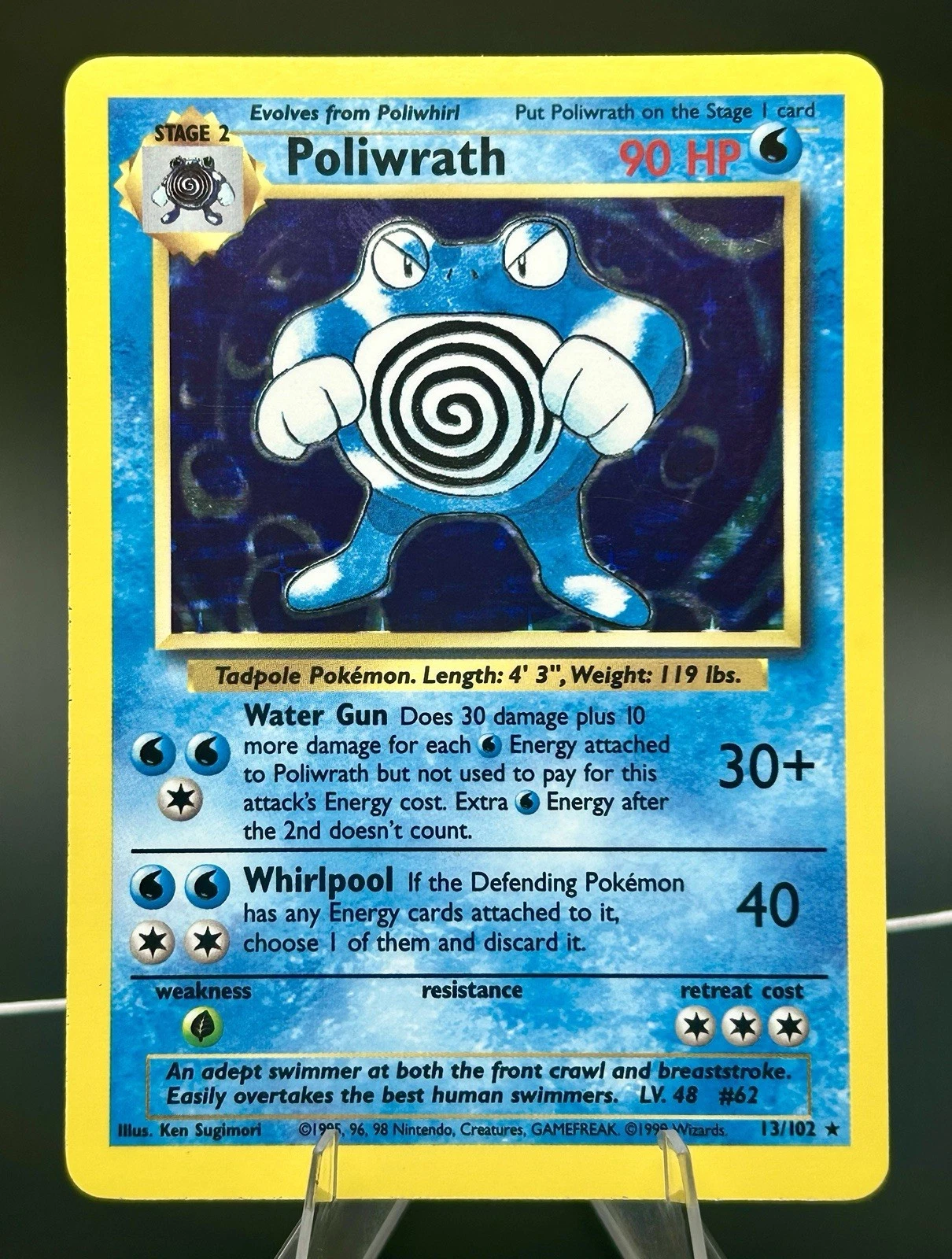 Pokémon Poliwrath 13/102 Base Set Holo Rare 90 HP Stage 2 Card