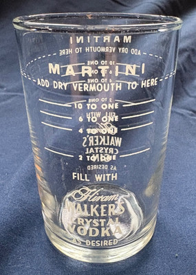 Hiram Walker Crystal Vodka martini measuring glass