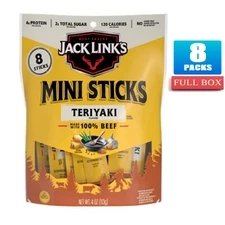 Full Box 8x Packs Jack Link's Teriyaki Beef Mini Stick – 4oz Each