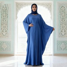 Dubai Abaya Women Muslim Bat Sleeve Robe Kaftan Maxi Ramadan Dress Evening Gown