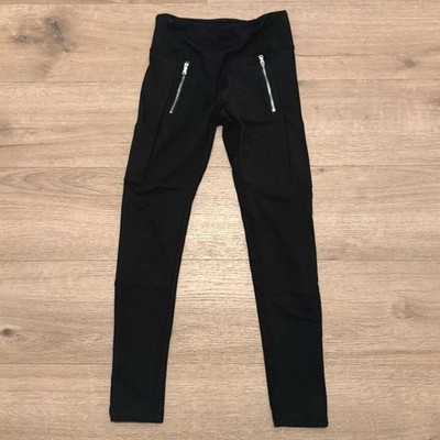 CX J by Justice Black Leggings with Silver Zipper Pockets for Girls Size 12