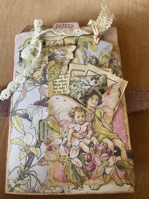 Notizbuch  Scrapbook Vintage Flower Fairy ELFEN Blumen Sommer- Junk Journal DIY