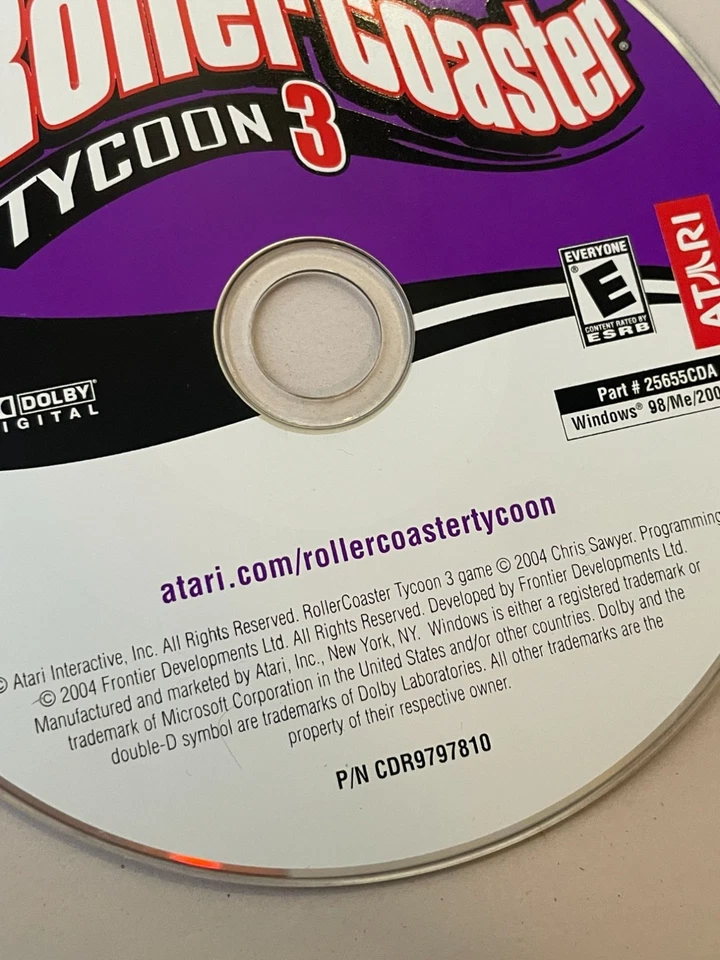 Roller Coaster Tycoon 3 ATARI PC CD-Rom Disk only - Image 2 of 4