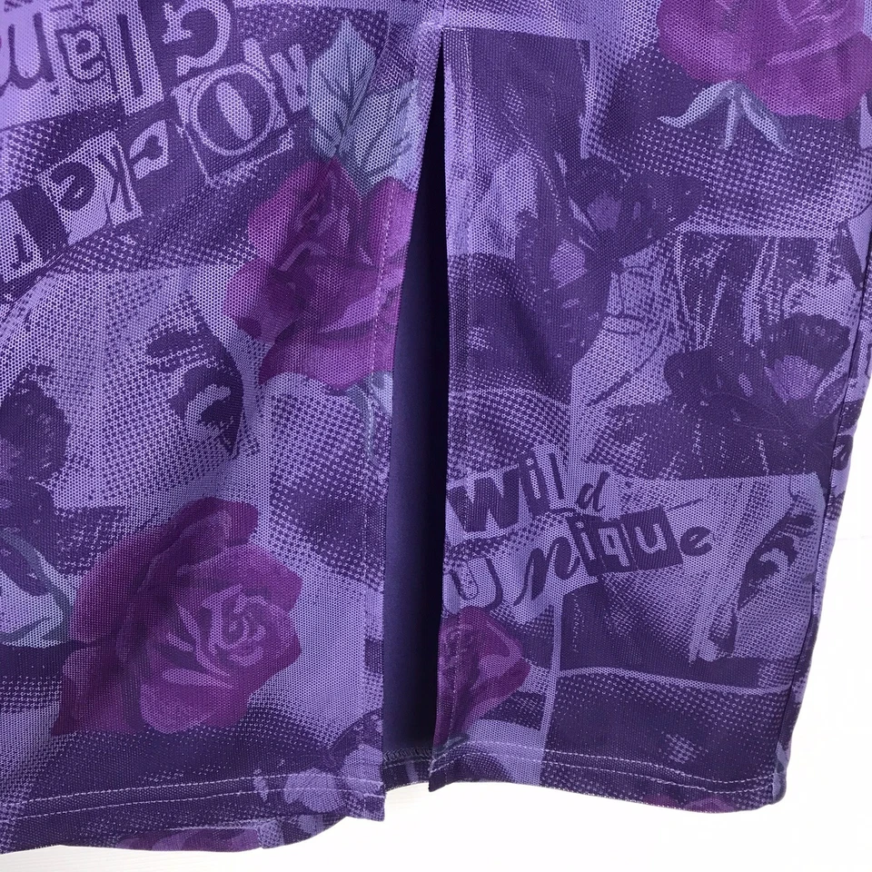 Torrid Betsey Johnson Mesh Pencil Skirt Front Slit Lined Purple Floral Size 2 2X - Image 3 of 4