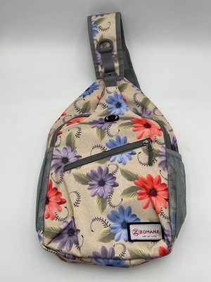 ZOMAKE ultra-lightweight packable sling bag with a colorful floral pattern.