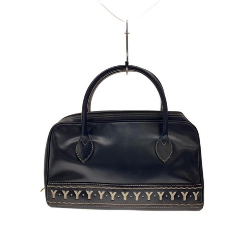 YSL YVES SAINT LAURENT Handbag Leather Navy Y-cut 03291i