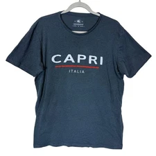Serigraphy JHK Capri Italy T Shirt Mens XL Navy Blue Cotton Round Neck Comfort