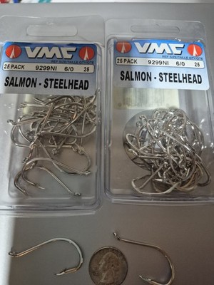50 VMC 9299NI SALMON STEELHEAD Hooks 25 Pack Size 6/0 2 PACKS 25