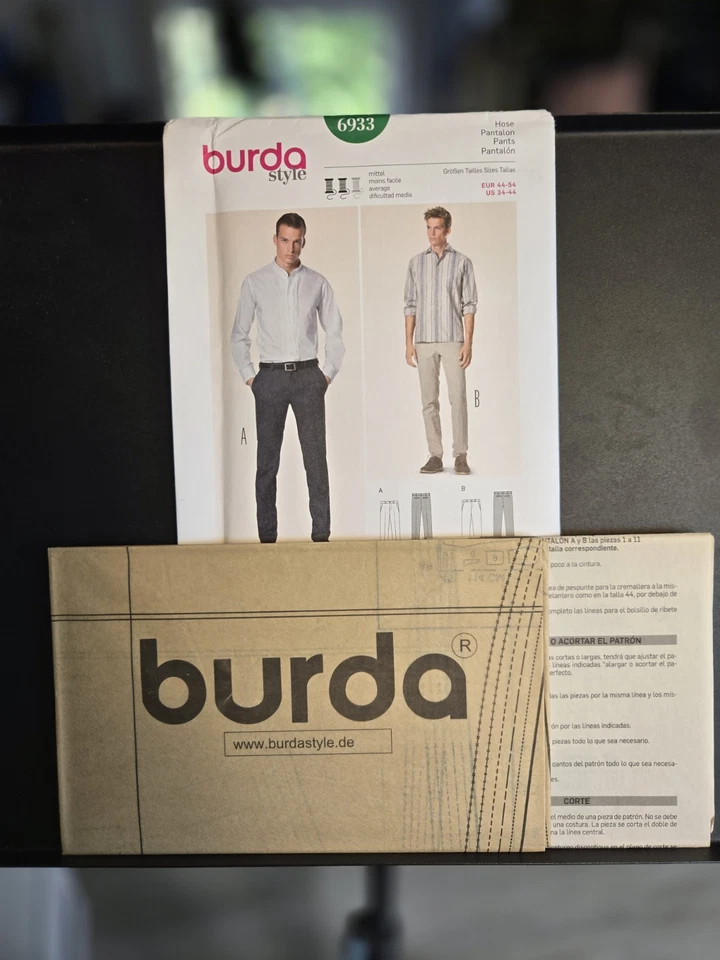 Burda  Sewing Pattern 6933 Men’s Fitted Trousers In Business or Chino Style34-44 - Image 3 of 3