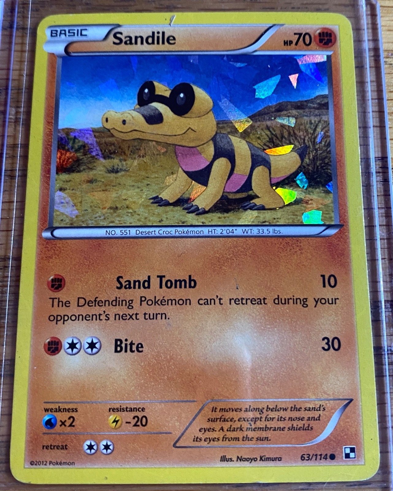Sandile - 63/114 - Pokemon Black and White Cracked Holo Rare Card LP