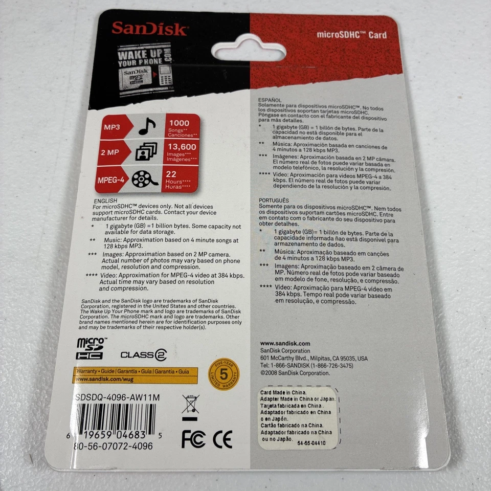 SanDisk 4GB micro SDHC  Memory Card  New Sealed - Image 4 of 4