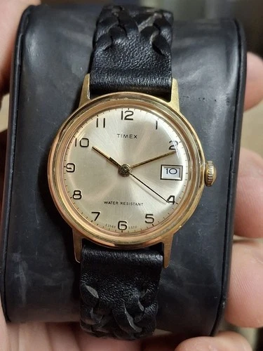 Timex Sprite 1972 Gold Tone Mens Vintage 1970s Mechanical Handwind Watch...
