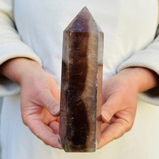 1112G Natural fluorite obelisk Quartz Crystal Energy Column Reiki Healing