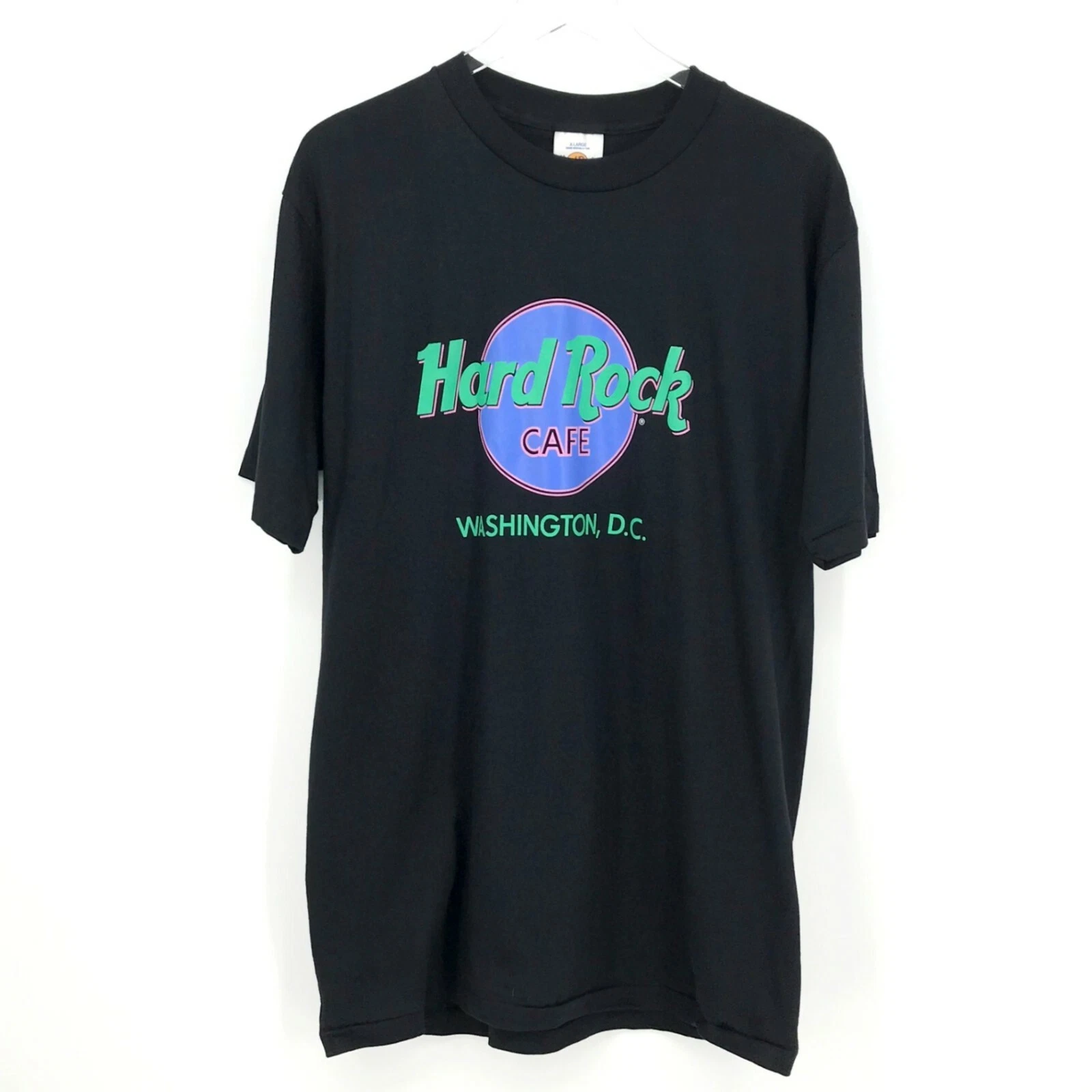 Vintage Hard Rock Cafe Mens Black Short Sleeve Crew Neck Collarless T Shirt XL
