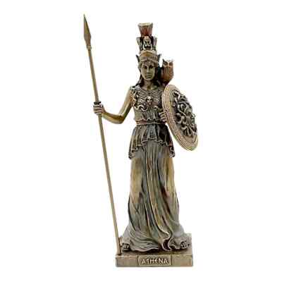 Small Athena Minerva Goddess Medusa Shield Greek Mythology Statue Sculpture 20cm