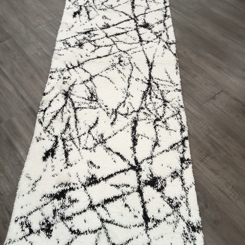 cream black thick quality minimal Flokati shaggy Hall Runner - Assorted sizes - Picture 2 of 5