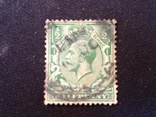 GB 1924 SG418 KING GEORGE V ½D HALFPENNY GREEN BLOCK CYPHER WMK - USED KGV