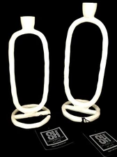 Sagebrook Home Open Oval Taper Candle Holder White Metal New With Tags Set Of 2