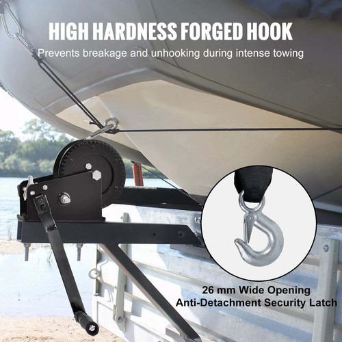 Hand Winch Heavy Duty Hand Crank 3500lbs 33ft 10M Polyester Strap for Boat / ATV - Picture 2 of 9