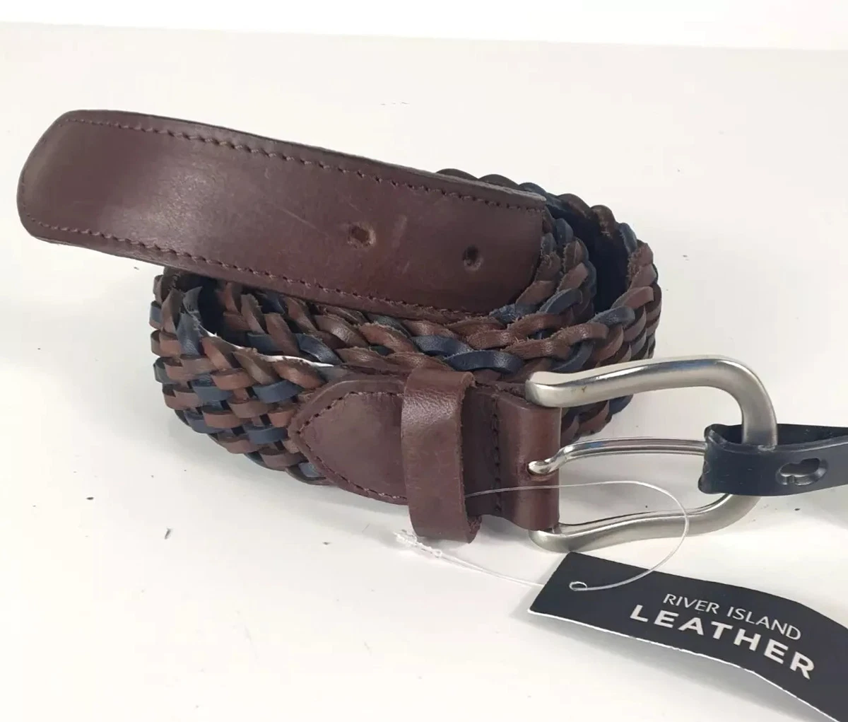 VTG River Island Women Belt Sz Small Brown Leather Metal Buckle Y2K 90s Cowboy Women Vintage Y2k Belt Concho Rivet Leather Belts Western  main image 2