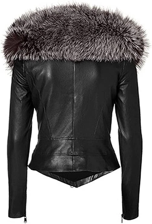 Lamb Leather Ladies Jacket with Removable Real Fur Collar - Image 2 of 2