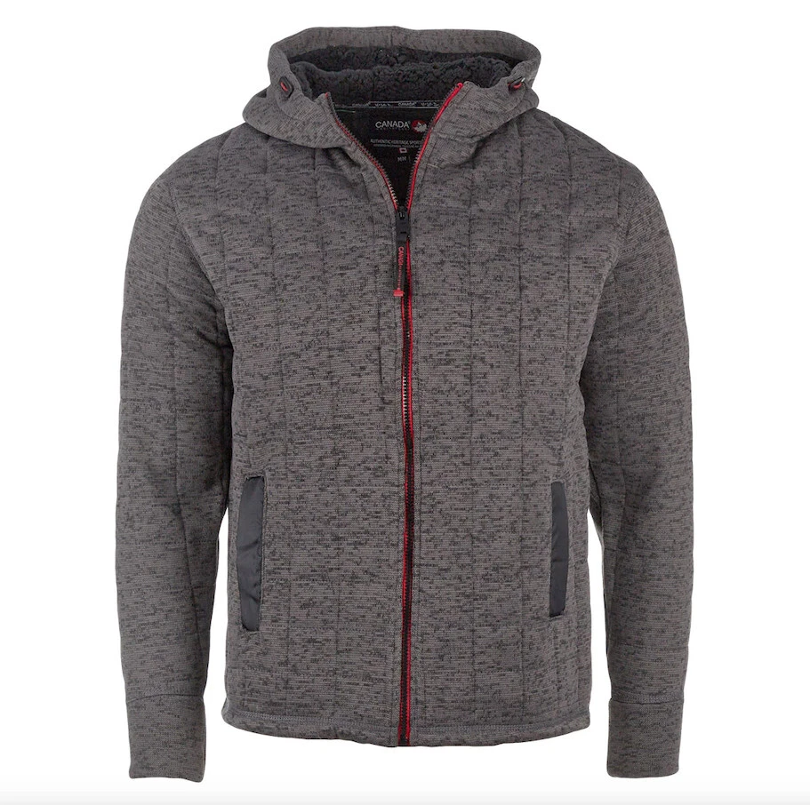 New Men s Gray Canada Weather Gear Sherpa Lined Full Zip Hoodie Size Large
