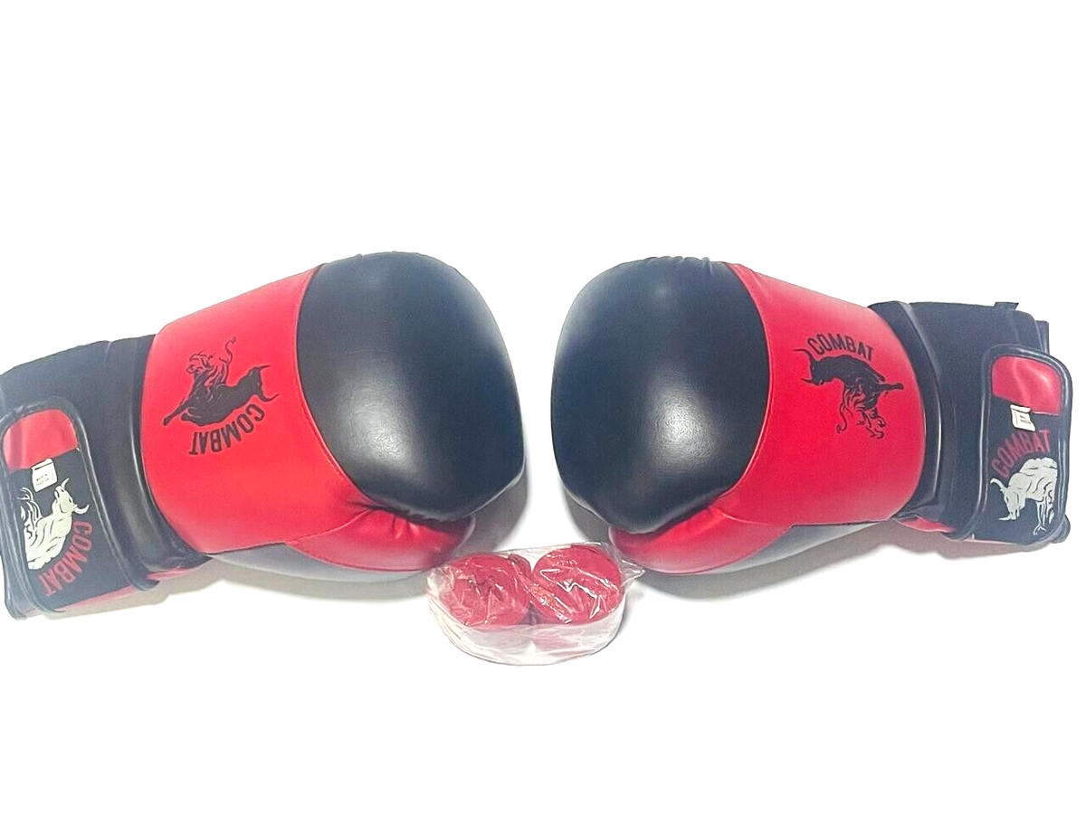 Boxing Glove 12 Oz Combat For Men Leather Red & Black With