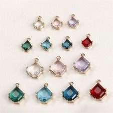 6pc CZ Micro Pave Flower Charm,Cubic Zirconia Petal Pendant,Zircon Floral Charm