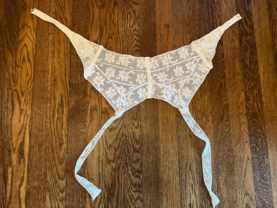 Rare Vintage Ecru Leavers Lace Handmade White Garter Belt 2 Straps | eBay
