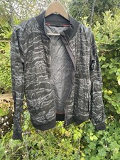 Maharishi Bomber Jacket Black Grey Camo Size 10