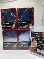 Ultra Pro 3X4 RED BORDER Toploaders 35pt 4 Packs of 25 AND 100 SLEEVES