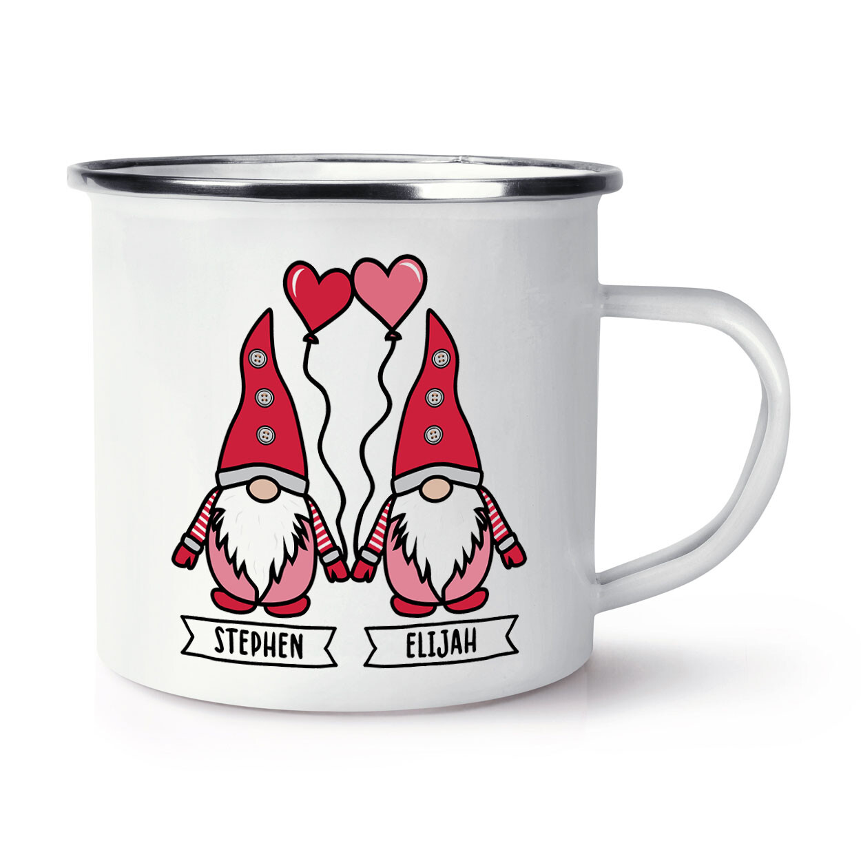 Personalised Gonk Gnome Men Valentine's Enamel Mug Cup Christmas Cute
