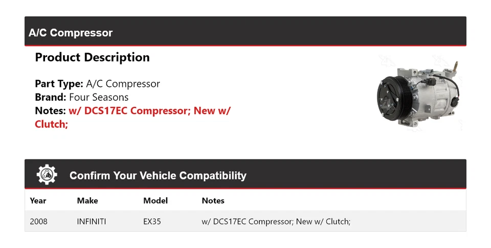 Compresor de aire acondicionado Infiniti Ex35 2008 4 estaciones Foto 2 de 4