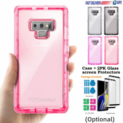 For Samsung Galaxy Note 9 Case Shockproof Clear Crystal Cover / Tempered Glass